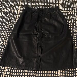 FRNCH Black A-Line Faux Leather Skirt Size L